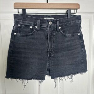 Madewell Shorts Womens Size 26 Black Denim  Perfect Vintage High Rise Distressed